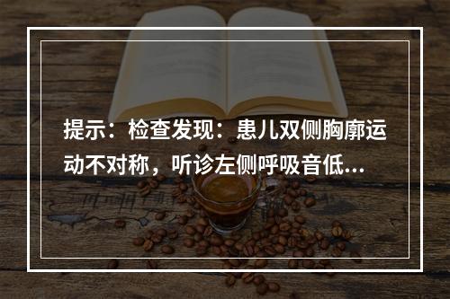 提示：检查发现：患儿双侧胸廓运动不对称，听诊左侧呼吸音低，心