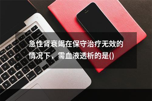 急性肾衰竭在保守治疗无效的情况下，需血液透析的是()