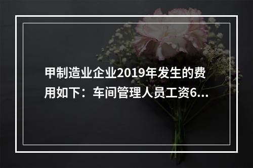 甲制造业企业2019年发生的费用如下：车间管理人员工资60万