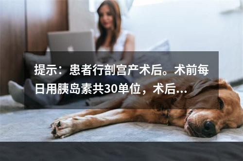 提示：患者行剖宫产术后。术前每日用胰岛素共30单位，术后第一