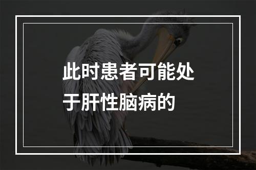 此时患者可能处于肝性脑病的