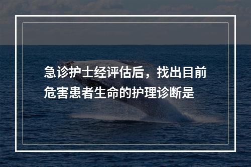 急诊护士经评估后，找出目前危害患者生命的护理诊断是