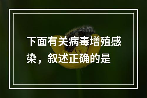 下面有关病毒增殖感染，叙述正确的是