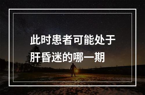 此时患者可能处于肝昏迷的哪一期