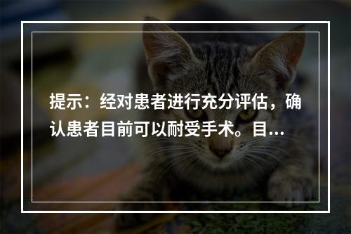 提示：经对患者进行充分评估，确认患者目前可以耐受手术。目前最