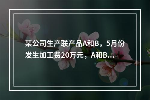 某公司生产联产品A和B，5月份发生加工费20万元，A和B在分