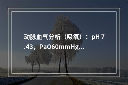 动脉血气分析（吸氧）：pH 7.43，PaO60mmHg，P