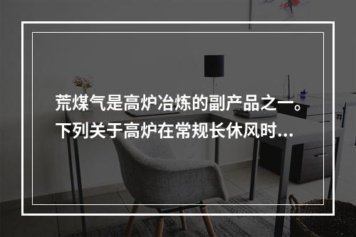 荒煤气是高炉冶炼的副产品之一。下列关于高炉在常规长休风时赶煤