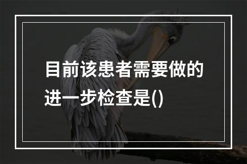 目前该患者需要做的进一步检查是()