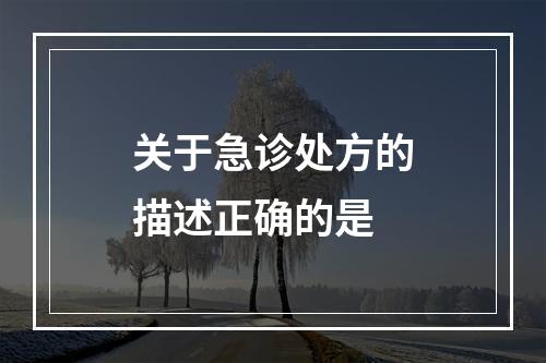 关于急诊处方的描述正确的是