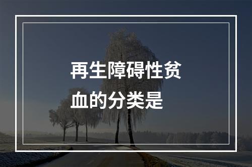 再生障碍性贫血的分类是