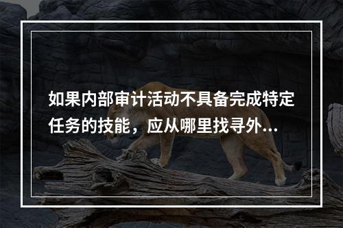 如果内部审计活动不具备完成特定任务的技能，应从哪里找寻外部服