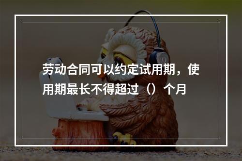 劳动合同可以约定试用期，使用期最长不得超过（）个月