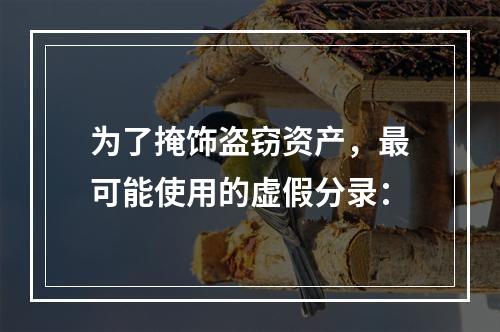 为了掩饰盗窃资产，最可能使用的虚假分录：