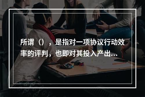 所谓（），是指对一项协议行动效率的评判，也即对其投入产出率高