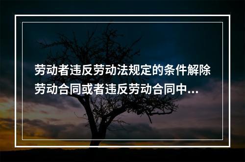 劳动者违反劳动法规定的条件解除劳动合同或者违反劳动合同中约定