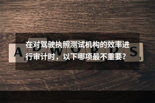 在对驾驶执照测试机构的效率进行审计时，以下哪项最不重要？