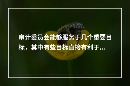 审计委员会能够服务于几个重要目标，其中有些目标直接有利于内部