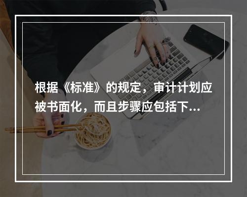 根据《标准》的规定，审计计划应被书面化，而且步骤应包括下列各