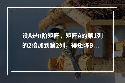 设A是n阶矩阵，矩阵A的第1列的2倍加到第2列，得矩阵B，则