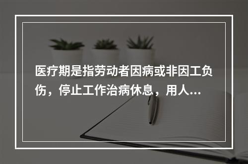 医疗期是指劳动者因病或非因工负伤，停止工作治病休息，用人单位