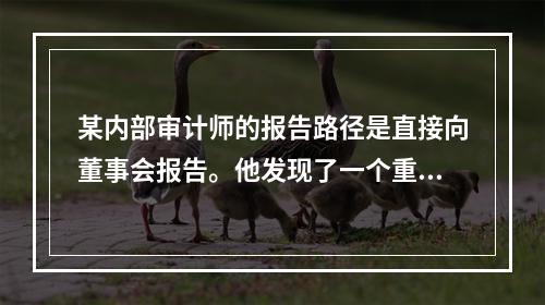 某内部审计师的报告路径是直接向董事会报告。他发现了一个重大的