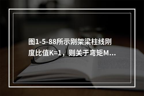 图1-5-88所示刚架梁柱线刚度比值K=1，则关于弯矩M1