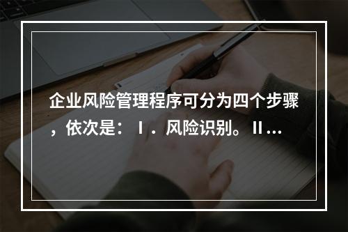 企业风险管理程序可分为四个步骤，依次是：Ⅰ．风险识别。Ⅱ．确