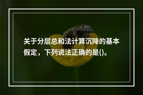 关于分层总和法计算沉降的基本假定，下列说法正确的是()。