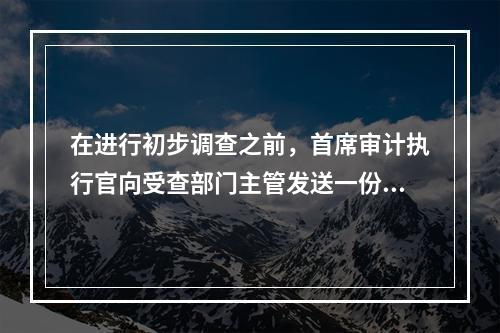 在进行初步调查之前，首席审计执行官向受查部门主管发送一份备忘