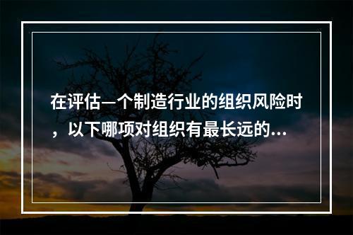 在评估—个制造行业的组织风险时，以下哪项对组织有最长远的影响