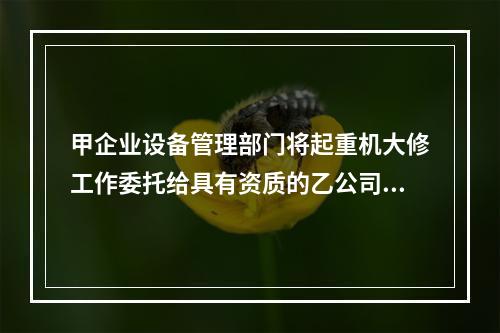 甲企业设备管理部门将起重机大修工作委托给具有资质的乙公司进行