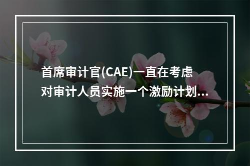 首席审计官(CAE)一直在考虑对审计人员实施一个激励计划。然