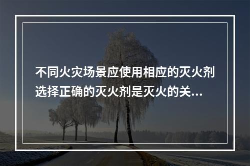 不同火灾场景应使用相应的灭火剂选择正确的灭火剂是灭火的关键。