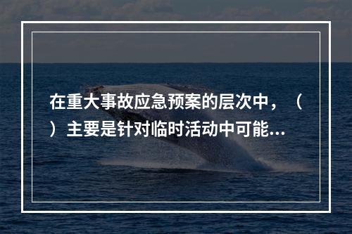 在重大事故应急预案的层次中，（）主要是针对临时活动中可能出现