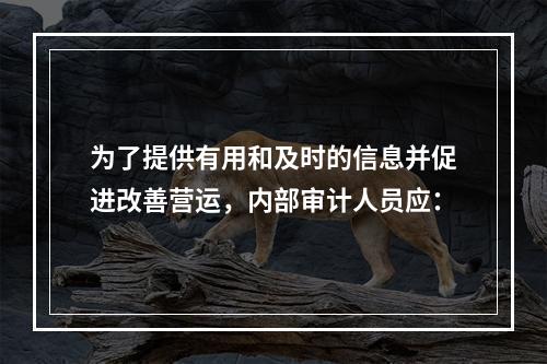 为了提供有用和及时的信息并促进改善营运，内部审计人员应：