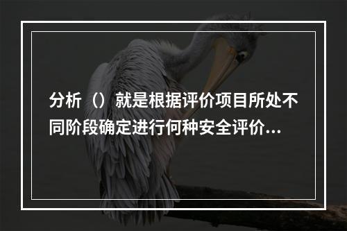 分析（）就是根据评价项目所处不同阶段确定进行何种安全评价。