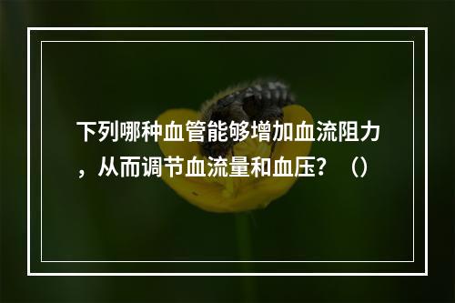 下列哪种血管能够增加血流阻力，从而调节血流量和血压？（）