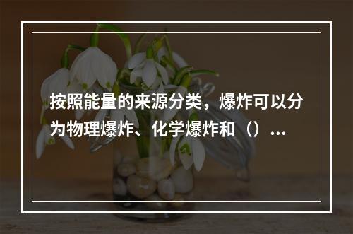 按照能量的来源分类，爆炸可以分为物理爆炸、化学爆炸和（）。