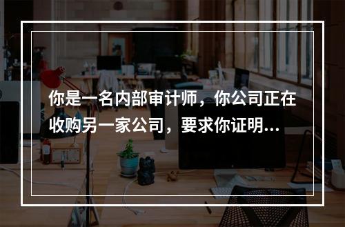 你是一名内部审计师，你公司正在收购另一家公司，要求你证明被收