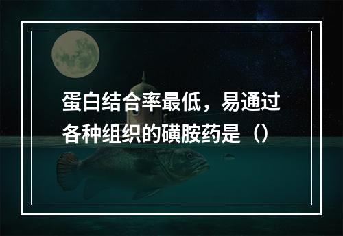 蛋白结合率最低，易通过各种组织的磺胺药是（）