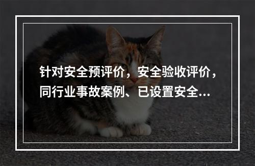 针对安全预评价，安全验收评价，同行业事故案例、已设置安全设施