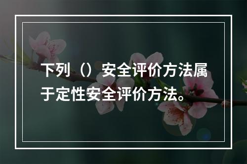 下列（）安全评价方法属于定性安全评价方法。