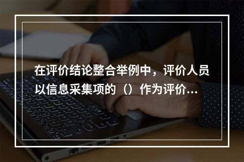 在评价结论整合举例中，评价人员以信息采集项的（）作为评价指标