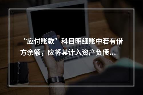 “应付账款”科目明细账中若有借方余额，应将其计入资产负债表中