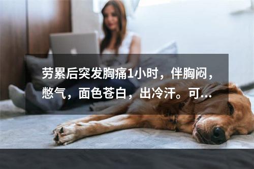 劳累后突发胸痛1小时，伴胸闷，憋气，面色苍白，出冷汗。可能的