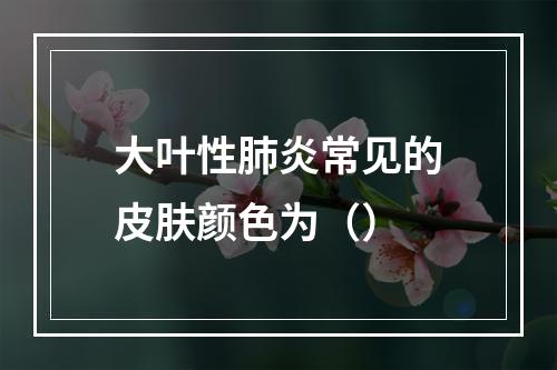 大叶性肺炎常见的皮肤颜色为（）