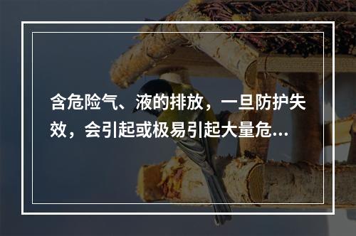 含危险气、液的排放，一旦防护失效，会引起或极易引起大量危险有