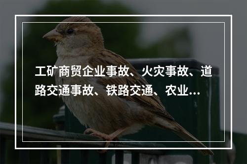 工矿商贸企业事故、火灾事故、道路交通事故、铁路交通、农业机械