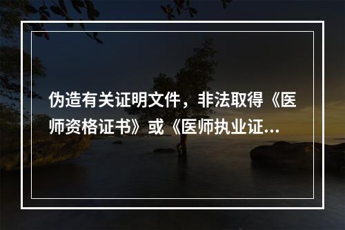 伪造有关证明文件，非法取得《医师资格证书》或《医师执业证书》